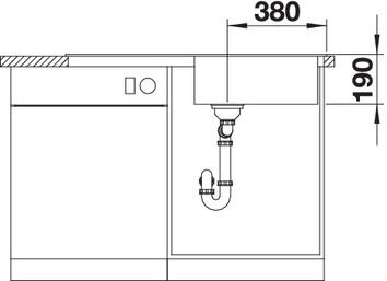 Plan Evier en silgranit® puradur® Blanco Sity 525052 couleur anthracite 1000x500 avec 1 cuve vidage automatique