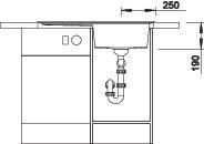 Plan Evier en silgranit® puradur® Blanco Zenar 523737 couleur anthracite 860x510 avec 1 cuve vidage manuel