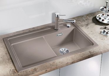 Vue 1 Evier en silgranit® puradur® Blanco Zenar 523781 couleur anthracite 860x510 avec 1 cuve vidage manuel