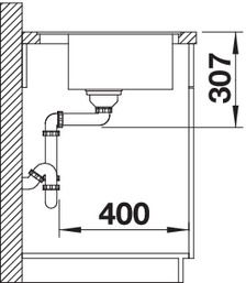 Plan Evier en silgranit® puradur® Blanco Zenar 523811 couleur anthracite 848x498 avec 1 cuve vidage manuel