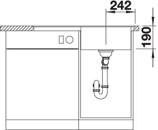 Plan Evier en silgranit® puradur® Blanco Zenar 523811 couleur anthracite 848x498 avec 1 cuve vidage manuel