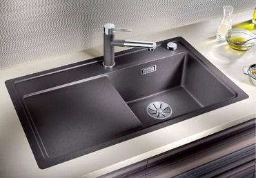 Vue 1 Evier en silgranit® puradur® Blanco Zenar 523811 couleur anthracite 848x498 avec 1 cuve vidage manuel