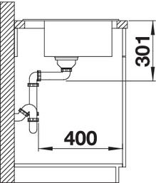 Plan Evier en silgranit® puradur® Blanco Zenar 523896 couleur anthracite 915x510 avec 1 cuve vidage manuel