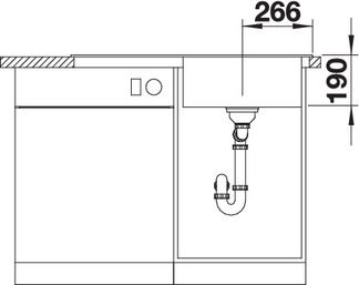 Plan Evier en silgranit® puradur® Blanco Zenar 523896 couleur anthracite 915x510 avec 1 cuve vidage manuel