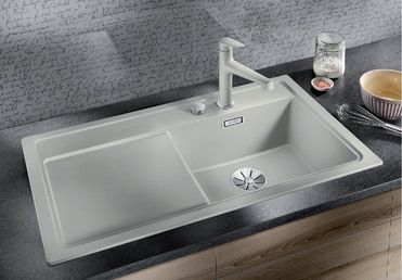 Vue 1 Evier en silgranit® puradur® Blanco Zenar 523934 couleur anthracite 915x510 avec 1 cuve vidage manuel