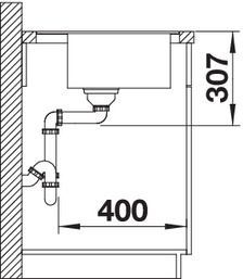 Plan Evier en silgranit® puradur® Blanco Zenar 523873 couleur anthracite 903x498 avec 1 cuve vidage manuel