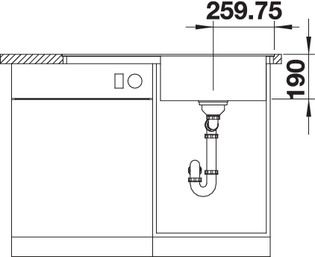 Plan Evier en silgranit® puradur® Blanco Zenar 523873 couleur anthracite 903x498 avec 1 cuve vidage manuel