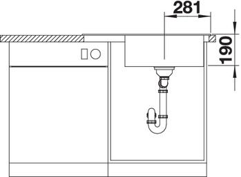 Plan Evier en silgranit® puradur® Blanco Zenar 523706 couleur anthracite 780x510 avec 1 cuve vidage manuel