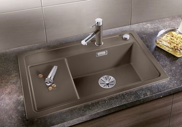 Vue 1 Evier en silgranit® puradur® Blanco Zenar 523706 couleur anthracite 780x510 avec 1 cuve vidage manuel