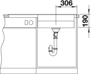 Plan Evier en silgranit® puradur® Blanco Zenar 524052 couleur anthracite 1000x510 avec 1 cuve vidage manuel