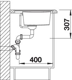 Plan Evier en silgranit® puradur® Blanco Zenar 523902 couleur anthracite 988x498 avec 1 cuve vidage manuel