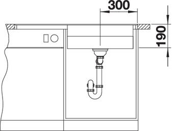 Plan Evier en silgranit® puradur® Blanco Zenar 524082 couleur anthracite 988x498 avec 1 cuve vidage manuel