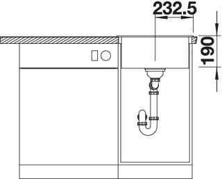 Plan Evier en silgranit® puradur® Blanco Dalago 517156 couleur anthracite 780x510 avec 1 cuve vidage manuel