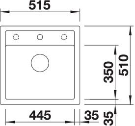 Plan Evier en silgranit® puradur® Blanco Dalago 518521 couleur anthracite 515x510 avec 1 cuve vidage manuel