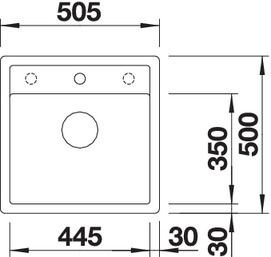 Plan Evier en silgranit® puradur® Blanco Dalago 518530 couleur anthracite 505x500 avec 1 cuve vidage manuel