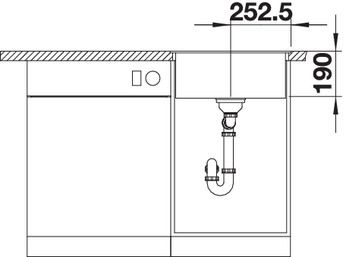 Plan Evier en silgranit® puradur® Blanco Dalago 518530 couleur anthracite 505x500 avec 1 cuve vidage manuel