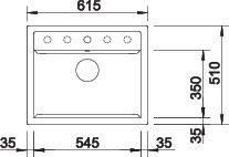 Plan Evier en silgranit® puradur® Blanco Dalago 514197 couleur anthracite 615x510 avec 1 cuve vidage manuel