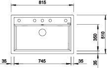 Plan Evier en silgranit® puradur® Blanco Dalago 516629 couleur anthracite 815x510 avec 1 cuve vidage manuel