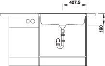 Plan Evier en silgranit® puradur® Blanco Dalago 516629 couleur anthracite 815x510 avec 1 cuve vidage manuel