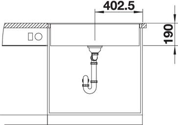 Plan Evier en silgranit® puradur® Blanco Dalago 516639 couleur anthracite 805x500 avec 1 cuve vidage manuel