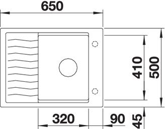 Plan Evier en silgranit® puradur® Blanco Elon 524824 couleur anthracite 650x500 avec 1 cuve vidage automatique