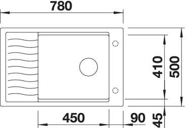 Plan Evier en silgranit® puradur® Blanco Elon 524844 couleur anthracite 780x500 avec 1 cuve vidage automatique