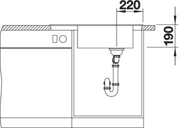 Plan Evier en silgranit® puradur® Blanco Elon 524844 couleur anthracite 780x500 avec 1 cuve vidage automatique