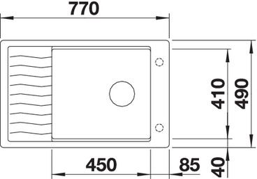 Plan Evier en silgranit® puradur® Blanco Elon 524854 couleur anthracite 770x490 avec 1 cuve vidage manuel