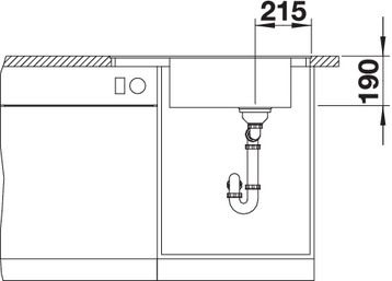 Plan Evier en silgranit® puradur® Blanco Elon 524854 couleur anthracite 770x490 avec 1 cuve vidage manuel