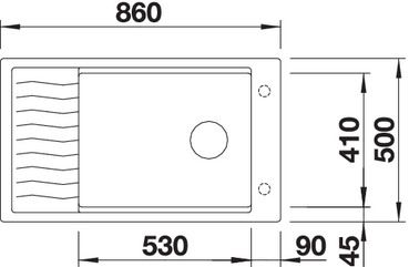 Plan Evier en silgranit® puradur® Blanco Elon 524870 couleur anthracite 860x500 avec 1 cuve vidage automatique