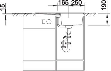 Plan Evier en silgranit® puradur® Blanco Metra 513203 couleur anthracite 780x500 avec 1 cuve vidage automatique