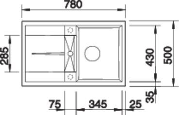 Plan Evier en silgranit® puradur® Blanco Metra 513035 couleur anthracite 780x500 avec 1 cuve vidage manuel