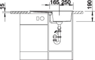 Plan Evier en silgranit® puradur® Blanco Metra 513035 couleur anthracite 780x500 avec 1 cuve vidage manuel