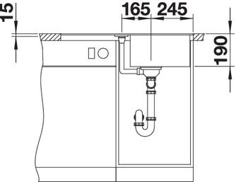 Plan Evier en silgranit® puradur® Blanco Metra 519081 couleur anthracite 770x490 avec 1 cuve vidage manuel