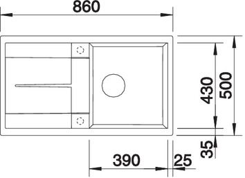 Plan Evier en silgranit® puradur® Blanco Metra 513221 couleur anthracite 860x500 avec 1 cuve vidage automatique