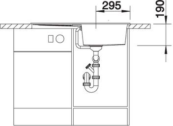 Plan Evier en silgranit® puradur® Blanco Metra 513221 couleur anthracite 860x500 avec 1 cuve vidage automatique