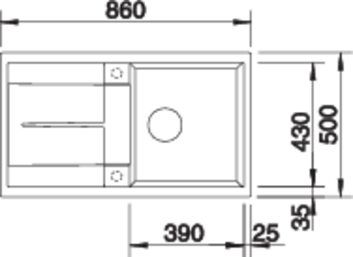 Plan Evier en silgranit® puradur® Blanco Metra 513044 couleur anthracite 860x500 avec 1 cuve vidage manuel