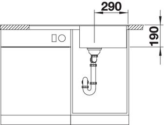 Plan Evier en silgranit® puradur® Blanco Metra 519098 couleur alumétallic 850x490 avec 1 cuve vidage manuel