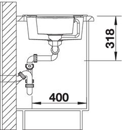 Plan Evier en silgranit® puradur® Blanco Metra 513239 couleur anthracite 1000x500 avec 1 cuve vidage automatique