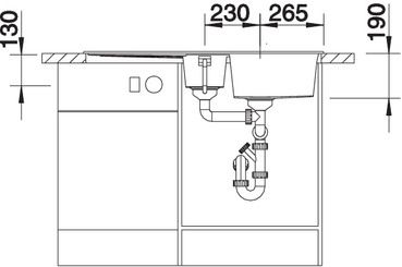 Plan Evier en silgranit® puradur® Blanco Metra 513239 couleur anthracite 1000x500 avec 1 cuve vidage automatique