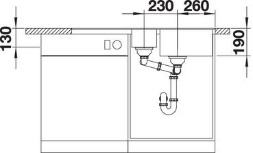 Plan Evier en silgranit® puradur® Blanco Metra 519113 couleur anthracite 990x490 avec 1 cuve vidage manuel