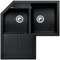  Evier en silgranit® puradur® Blanco Metra 515576 couleur anthracite 830x830 avec 2 cuves vidage automatique