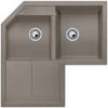 Evier en silgranit® puradur® Blanco Metra 517367 couleur tartufo 830x830 avec 2 cuves vidage automatique