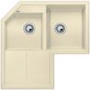Evier en silgranit® puradur® Blanco Metra 515569 couleur jasmin 830x830 avec 2 cuves vidage automatique