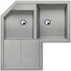 Evier en silgranit® puradur® Blanco Metra 520588 couleur gris perle 830x830 avec 2 cuves vidage automatique