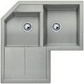  Evier en silgranit® puradur® Blanco Metra 520588 couleur gris perle 830x830 avec 2 cuves vidage automatique