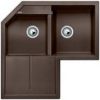 Evier en silgranit® puradur® Blanco Metra 515573 couleur café 830x830 avec 2 cuves vidage automatique