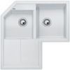 Evier en silgranit® puradur® Blanco Metra 515568 couleur blanc 830x830 avec 2 cuves vidage automatique