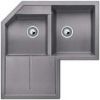 Evier en silgranit® puradur® Blanco Metra 515567 couleur alumétallic 830x830 avec 2 cuves vidage automatique