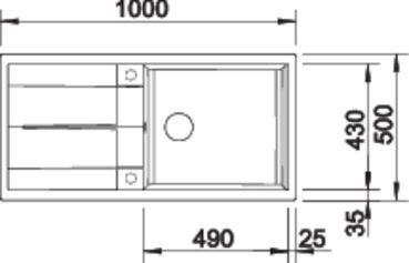 Plan Evier en silgranit® puradur® Blanco Metra 515286 couleur anthracite 1000x500 avec 1 cuve vidage manuel